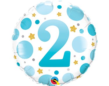 18in AGE 2 BLUE DOTS FOIL BALLOON