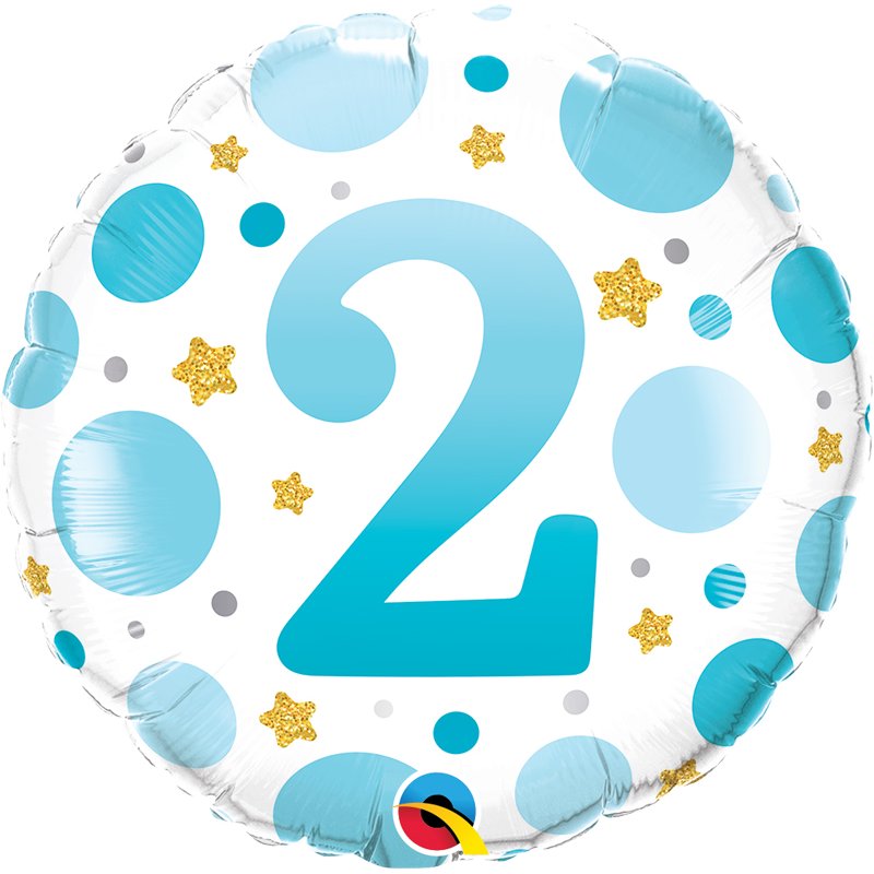 18in AGE 2 BLUE DOTS FOIL BALLOON