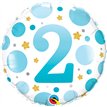 18in AGE 2 BLUE DOTS FOIL BALLOON