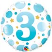 18in AGE 3 BLUE DOTS FOIL BALLOON