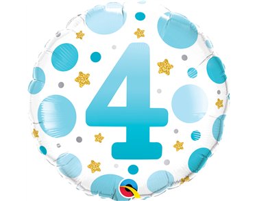 18in AGE 4 BLUE DOTS FOIL BALLOON