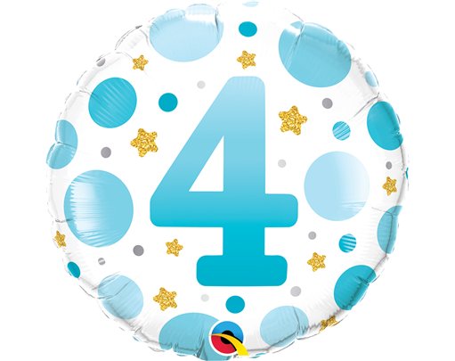 18in AGE 4 BLUE DOTS FOIL BALLOON
