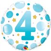 18in AGE 4 BLUE DOTS FOIL BALLOON