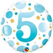 18in AGE 5 BLUE DOTS FOIL BALLOON