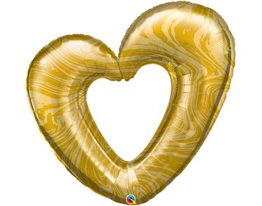 42in GOLD OPEN MARBLE HEART FOIL BALLOON