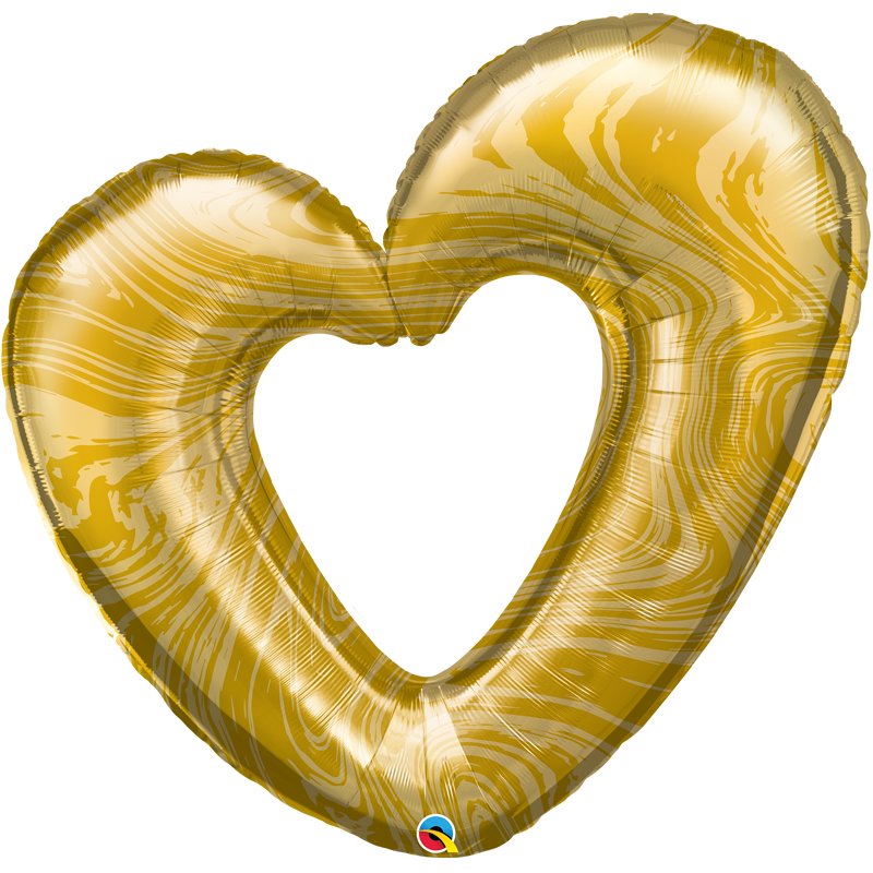 42in GOLD OPEN MARBLE HEART FOIL BALLOON