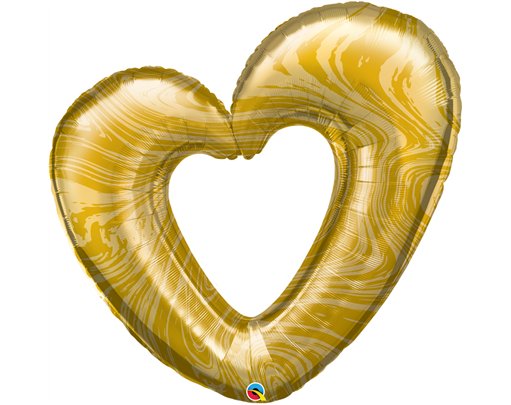 42in GOLD OPEN MARBLE HEART FOIL BALLOON
