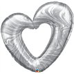 42in SILVER OPEN MARBLE HEART FOIL BALLOON