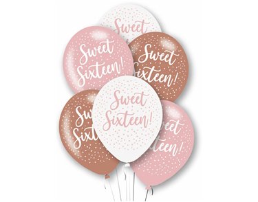 6PK 27cm AGE 16 LATEX BALLOONS
