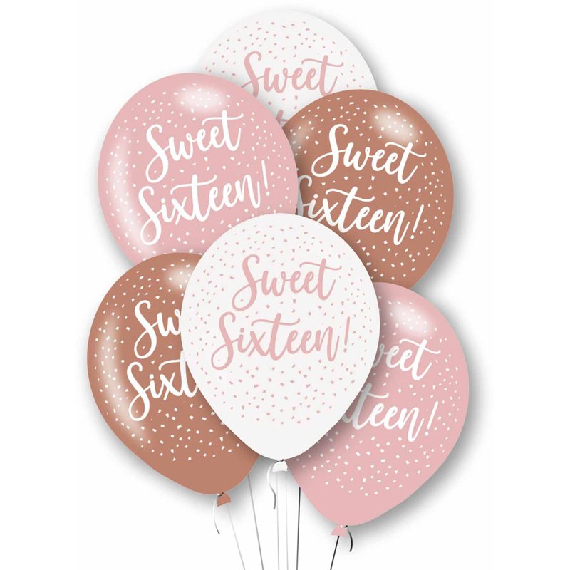 6PK 27cm AGE 16 LATEX BALLOONS