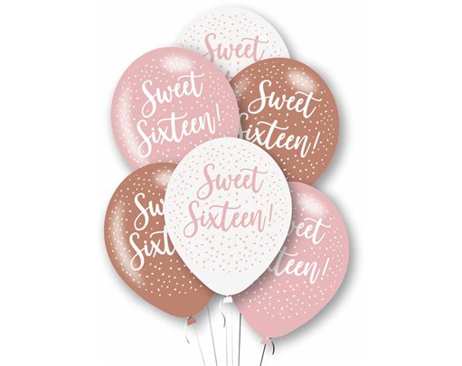6PK 27cm AGE 16 LATEX BALLOONS