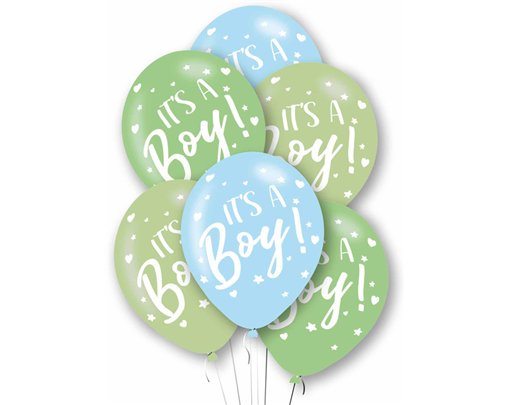 6PK 27cm IT'S A BOY LATEX BALLOONS
