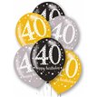 6PK 27cm AGE 40 LATEX BALLOONS