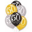 6PK 27cm AGE 50 LATEX BALLOONS