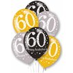6PK 27cm AGE 60 LATEX BALLOONS