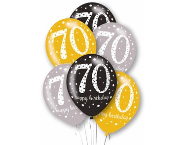 6PK 27cm AGE 70 LATEX BALLOONS