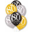 6PK 27cm AGE 80 LATEX BALLOONS