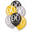 6PK 27cm AGE 90 LATEX BALLOONS