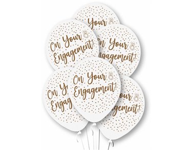 6PK 27cm ENGAGEMENT LATEX BALLOONS