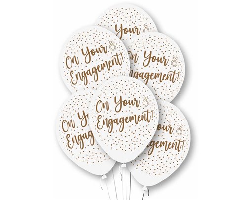 6PK 27cm ENGAGEMENT LATEX BALLOONS