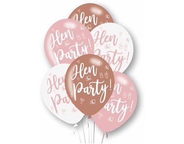 6PK 27cm HEN PARTY LATEX BALLOONS