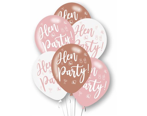 6PK 27cm HEN PARTY LATEX BALLOONS