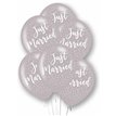 6PK 27cm JUST MARRIED SILVER LATEX BALLOONS
