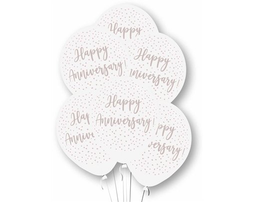 6PK 27cm HAPPY ANNIVERSARY LATEX BALLOONS