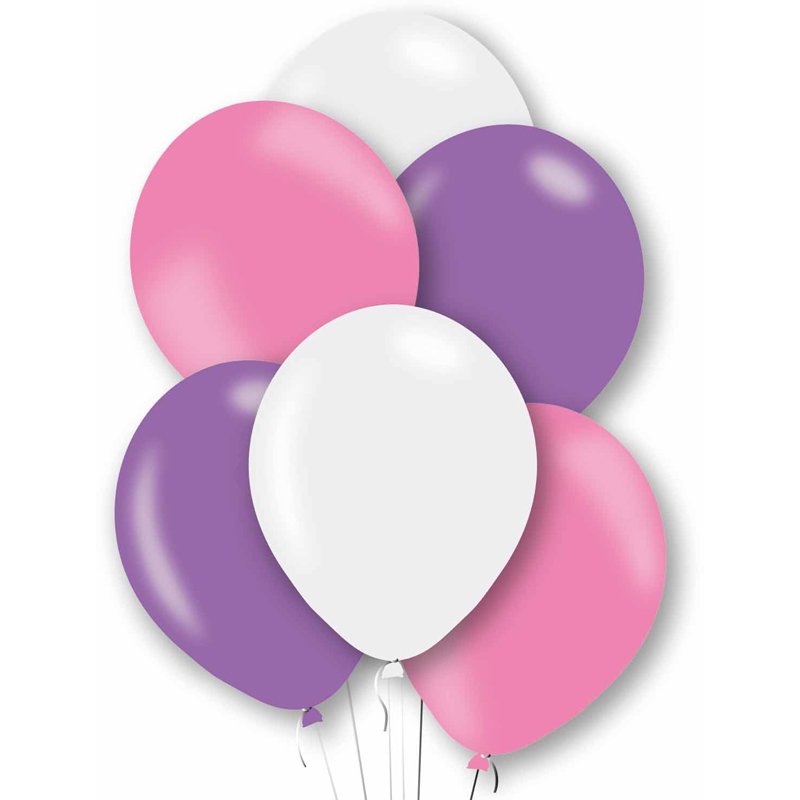 6PK 27.cm ASST PINK LATEX BALLOONS