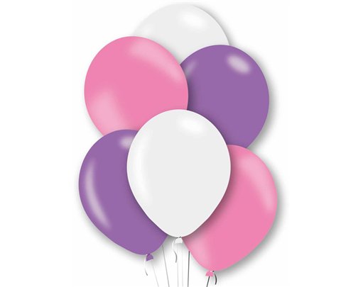 6PK 27.cm ASST PINK LATEX BALLOONS