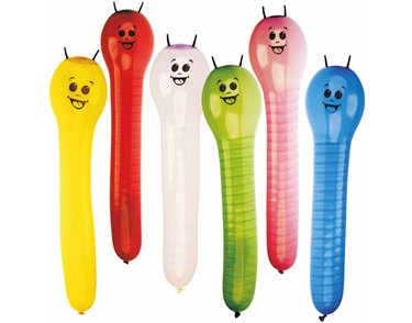 12PK CATERPILLAR SHAPED LATEX BALLOONS