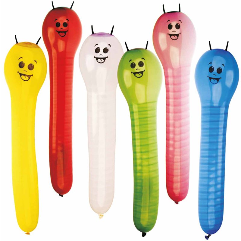 12PK CATERPILLAR SHAPED LATEX BALLOONS