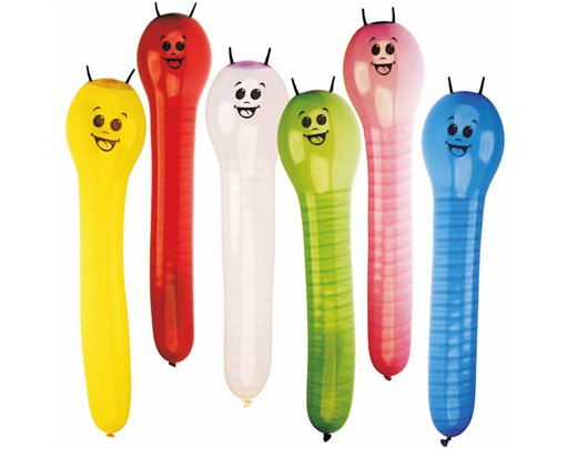12PK CATERPILLAR SHAPED LATEX BALLOONS
