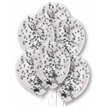 6PK PREFILLED BLACK CONFETTI CLEAR BALLOONS