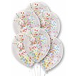 6PK PREFILLED RAINBOW CONFETTI CLEAR BALLOONS