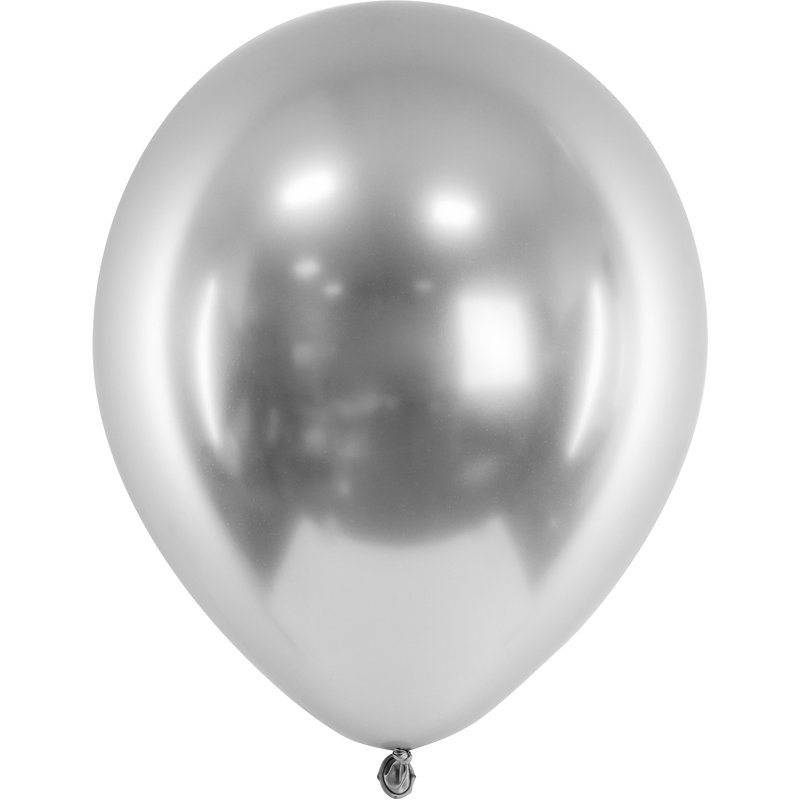 10PK 30cm SILVER GLOSSY BALLOONS