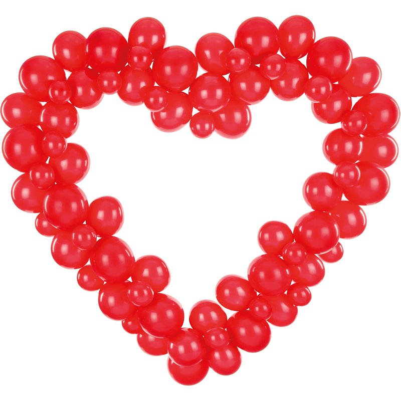 HEART SHAPED RED BALLOON GARLAND WITH FRAME