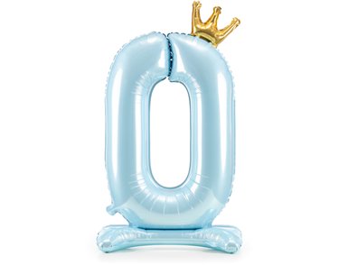 84cm NUMBER 0 SKY-BLUE STANDING FOIL BALLOON
