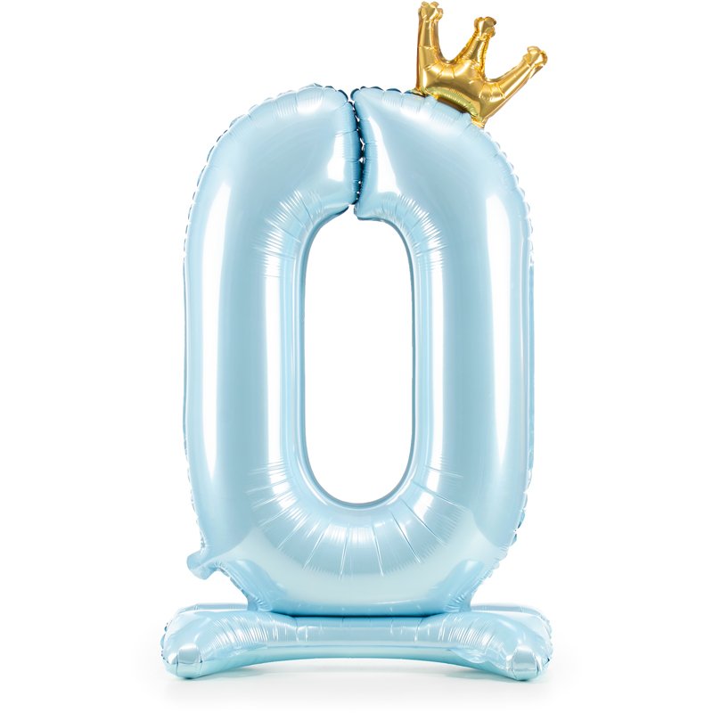84cm NUMBER 0 SKY-BLUE STANDING FOIL BALLOON