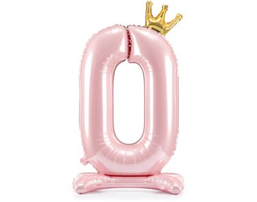 84cm NUMBER 0 LIGHT PINK STANDING FOIL BALLOON