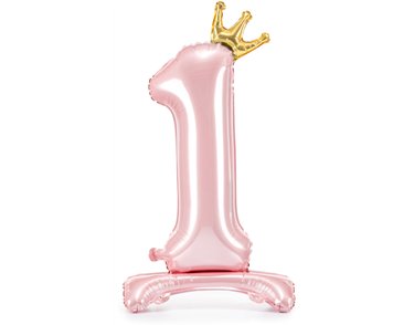 84cm NUMBER 1 LIGHT PINK STANDING FOIL BALLOON