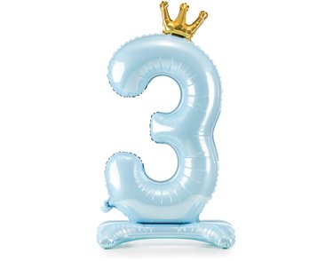 84cm NUMBER 3 SKY-BLUE STANDING FOIL BALLOON