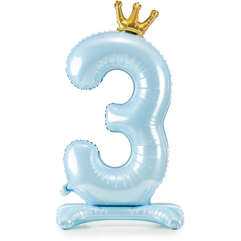 84cm NUMBER 3 SKY-BLUE STANDING FOIL BALLOON