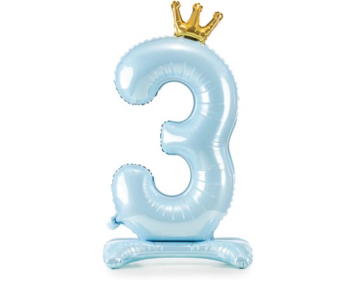 84cm NUMBER 3 SKY-BLUE STANDING FOIL BALLOON