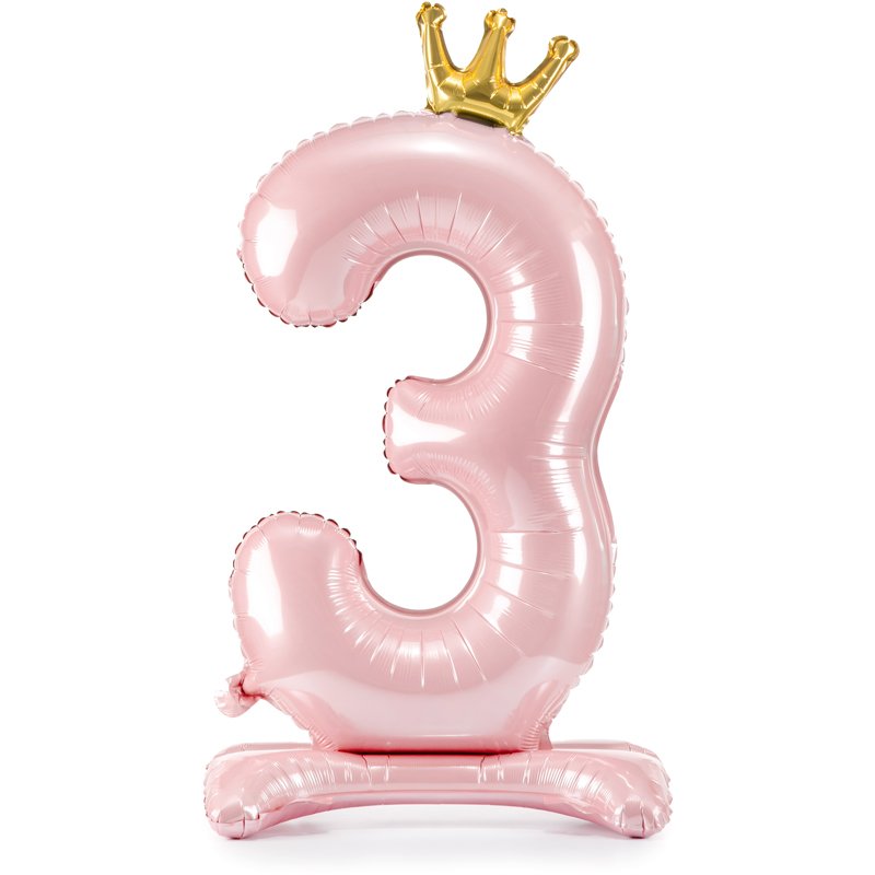 84cm NUMBER 3 LIGHT PINK STANDING FOIL BALLOON