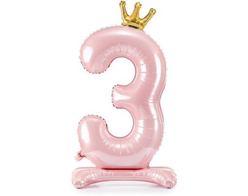 84cm NUMBER 3 LIGHT PINK STANDING FOIL BALLOON