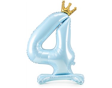 84cm NUMBER 4 SKY-BLUE STANDING FOIL BALLOON