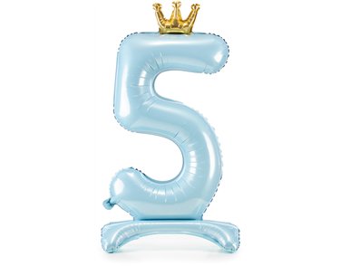 84cm NUMBER 5 SKY-BLUE STANDING FOIL BALLOON