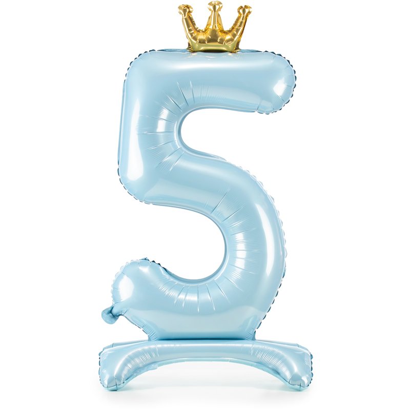 84cm NUMBER 5 SKY-BLUE STANDING FOIL BALLOON