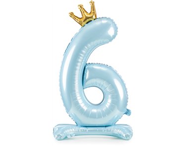 84cm NUMBER 6 SKY-BLUE STANDING FOIL BALLOON